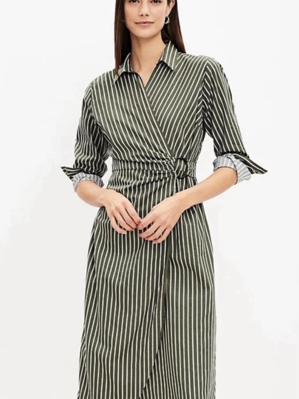 Ann Taylor LOFT Striped Wrap Shirtdress